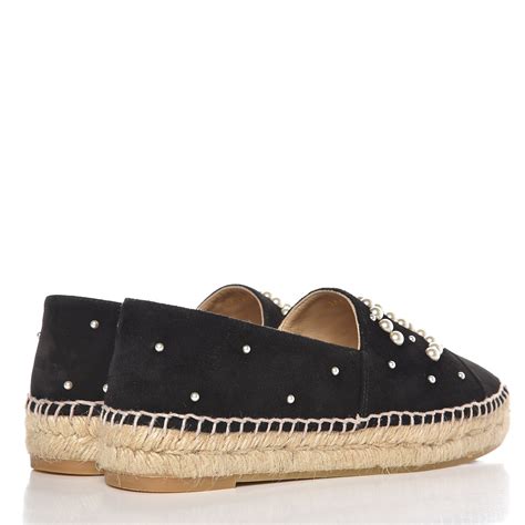 chanel espadrilles black suede|authentic chanel espadrilles for sale.